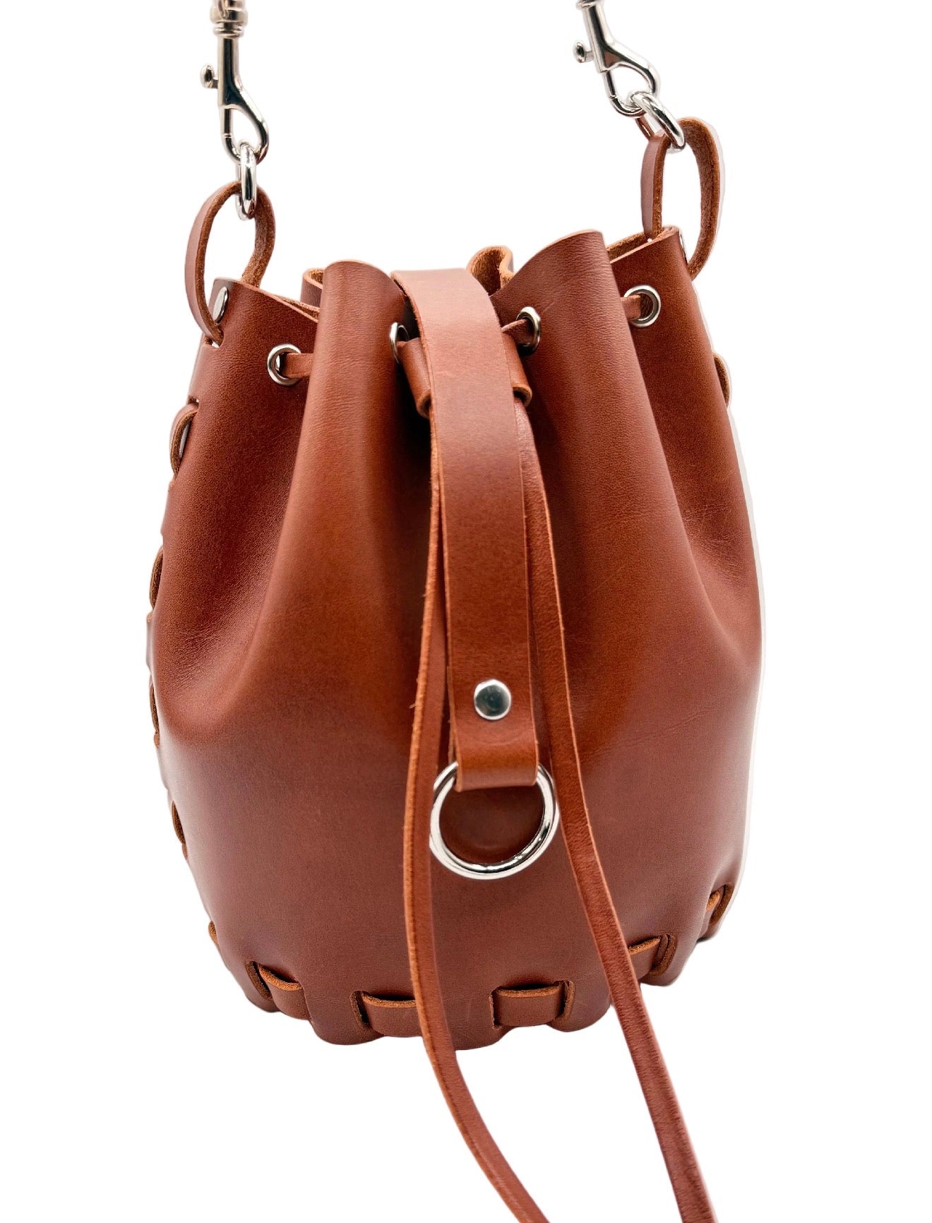 Handmade Stitchless Italian Leather Bucket Bag