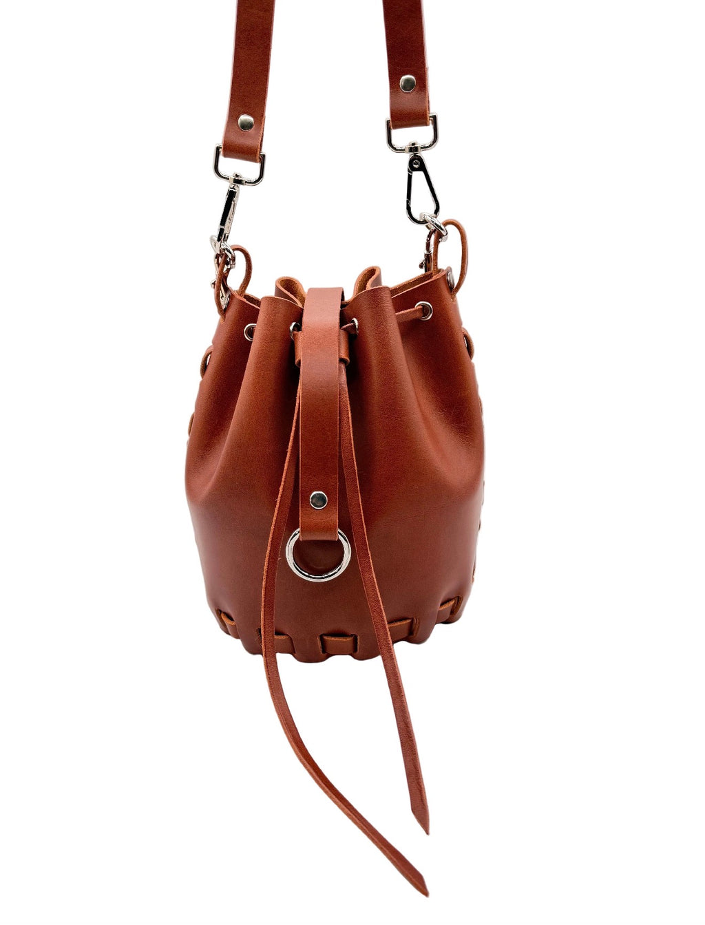 Handmade Stitchless Italian Leather Bucket Bag