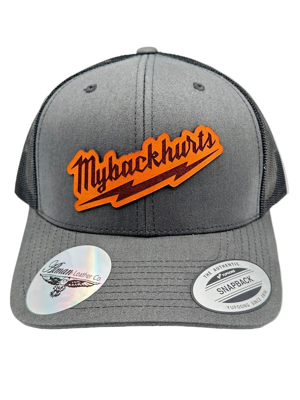 "My Back Hurts" Premium Trucker Hat | Alman Leather Co.