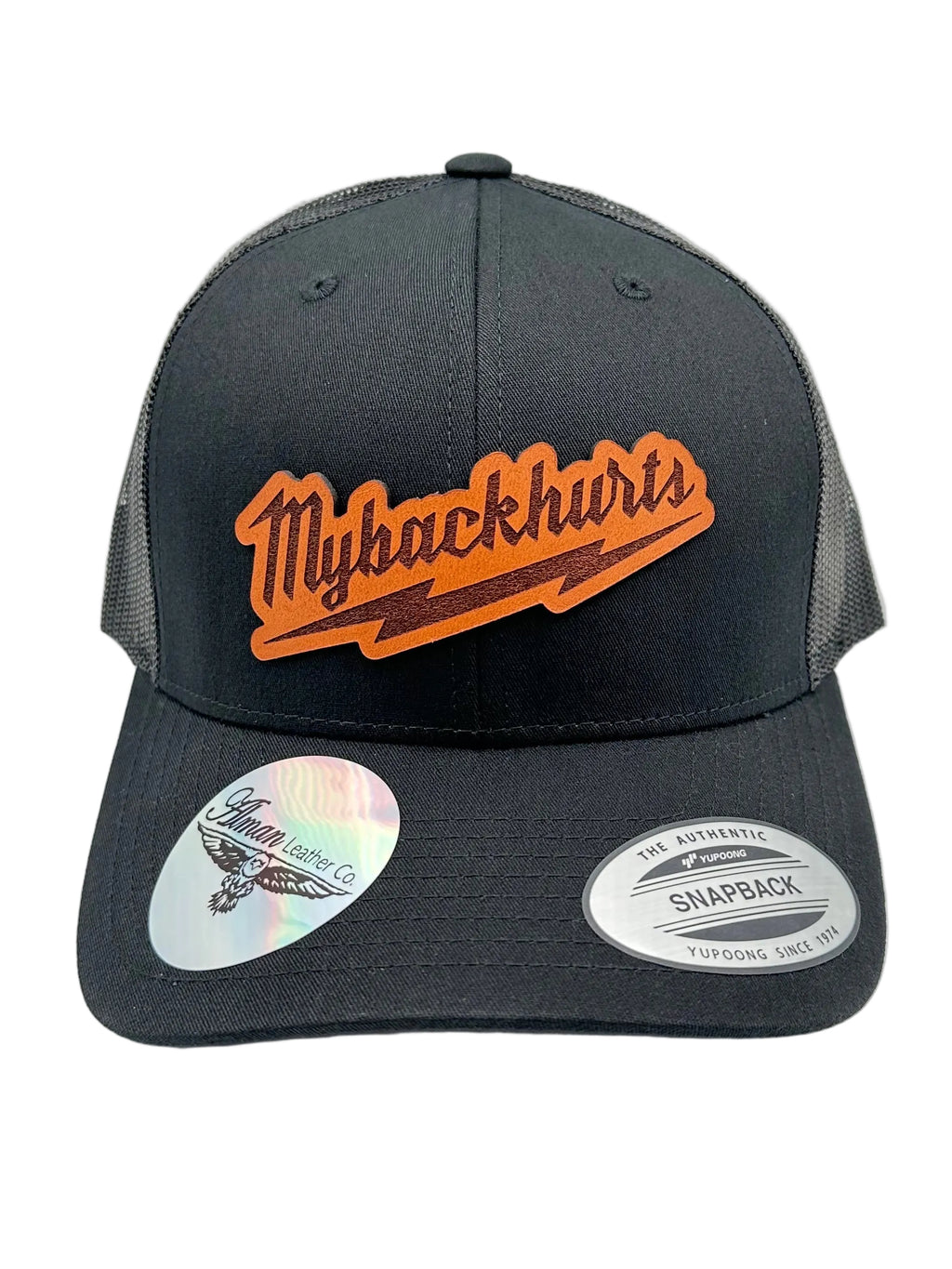 My Back Hurts" Premium Trucker Hat | Alman Leather Co.